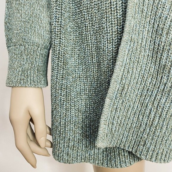 LL Bean Women's Size 3X Green Cardigan Open Front Oversized Heavy Knit - Picture 6 of 10